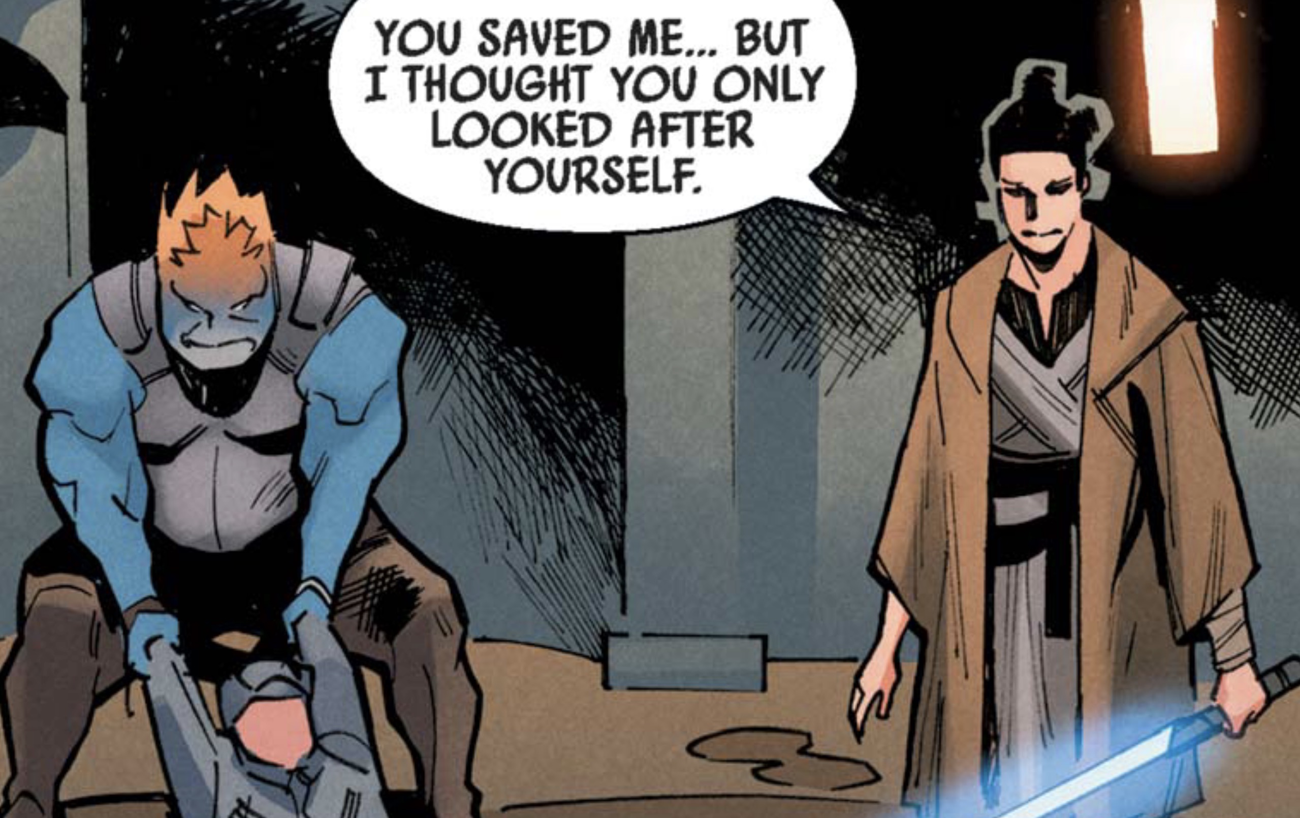 Rey Skywalker in a Star Wars comic panel: "You saved me... but I thought you only looked after yourself."